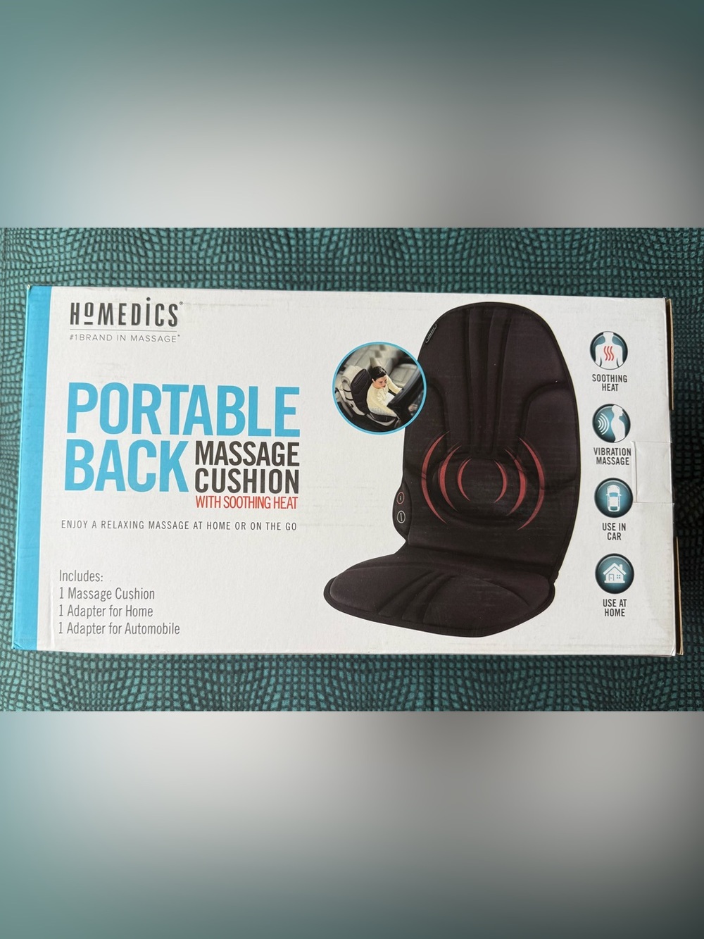 Homedics Portable Back Massage Cushion - with soothing heat NIB